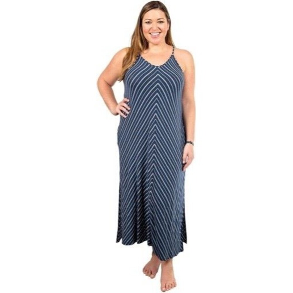 Lounge Vita Womens Maxi Dress, Blue Stripes X-Small/Small New